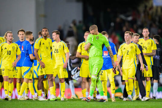 Goalkeeper Robin Olsen of Sweden looks dejected