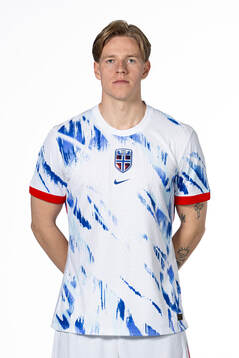 Jesper Daland of the Norwegian national football team poses