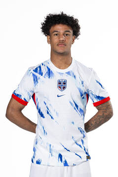 Oscar Bobb of the Norwegian national football team poses