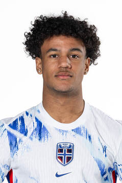Oscar Bobb of the Norwegian national football team poses