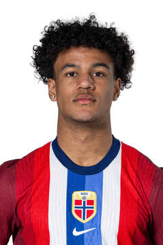 Oscar Bobb of the Norwegian national football team poses