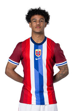 Oscar Bobb of the Norwegian national football team poses