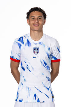 Antonio Nusa of the Norwegian national football team poses