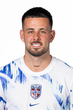 Aron Dønnum of the Norwegian national football team poses