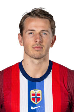 Sander Berge of the Norwegian national football team poses