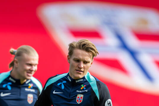 Erling Braut Haaland and Martin Ødegaard of the Norwegian