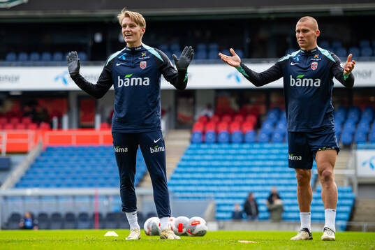 Martin Ødegaard and Leo Skiri Østigård of the Norwegian