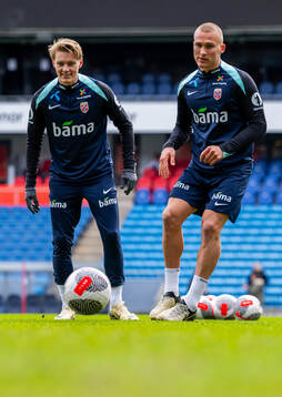 Martin Ødegaard and Leo Skiri Østigård of the Norwegian