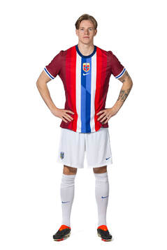 Jesper Daland of the Norwegian national football team poses