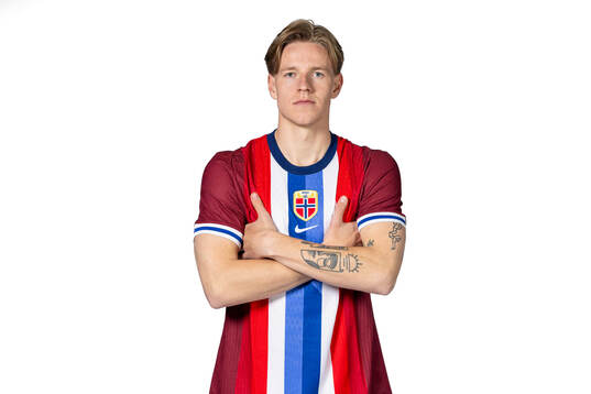Jesper Daland of the Norwegian national football team poses