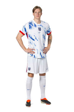 Jesper Daland of the Norwegian national football team poses
