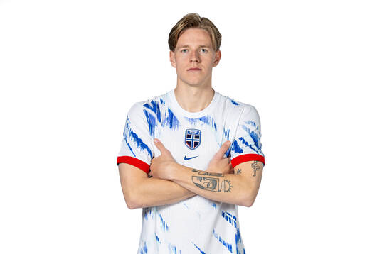 Jesper Daland of the Norwegian national football team poses