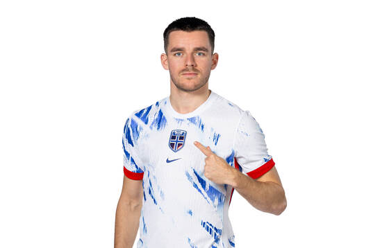 Hugo Vetlesen of the Norwegian national football team poses