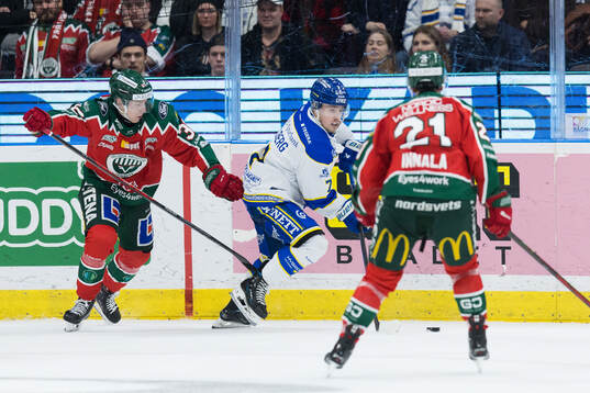Frölundas Noah Hasa och Leksands Marcus Karlberg