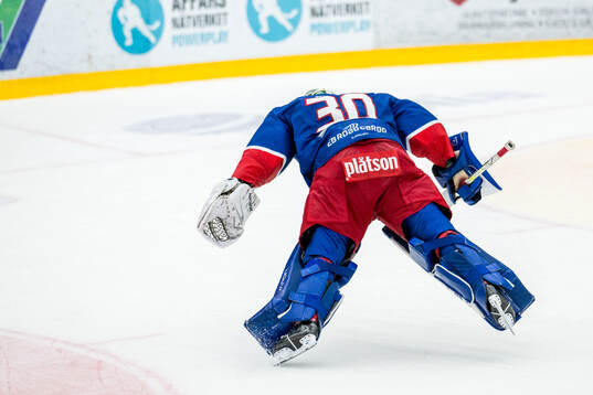 Oskarshamns målvakt Tomas Rydén jublar