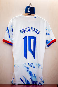 The kit of Martin Ødegaard of Norway in the dressing room
