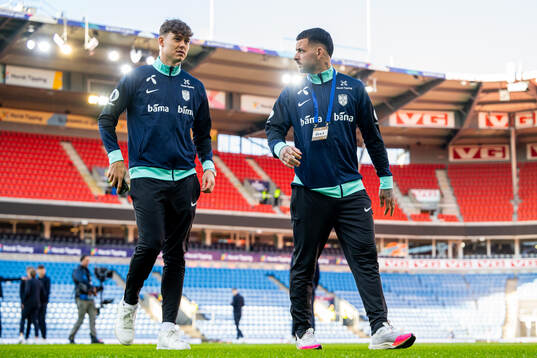 Jørgen Strand Larsen and Aron Dønnum of Norway