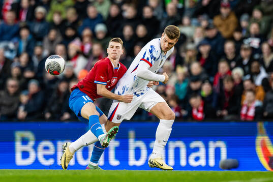 David Doudera of Czech Republic and Alexander Sørloth of