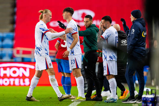 Erling Braut Haaland of Norway is substituted with teammate