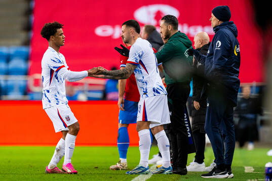 Oscar Bobb of Norway is substituted with teammate Aron