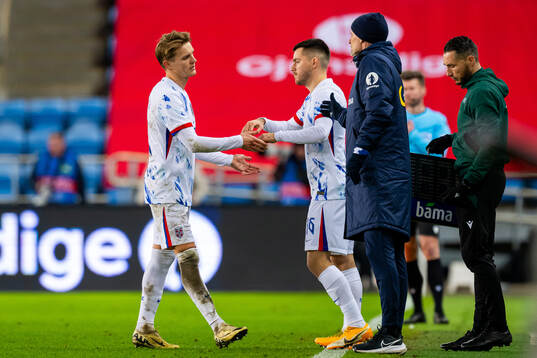 Martin Ødegaard of Norway is substituted with teammate