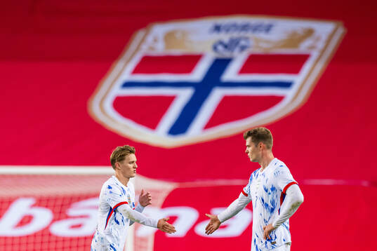 Martin Ødegaard and Alexander Sørloth of Norway
