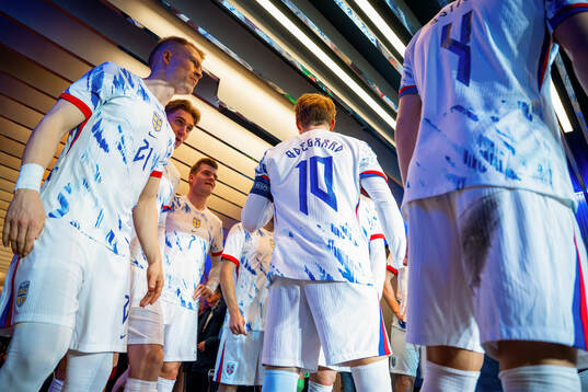 Martin Ødegaard and players of Norway at half-time