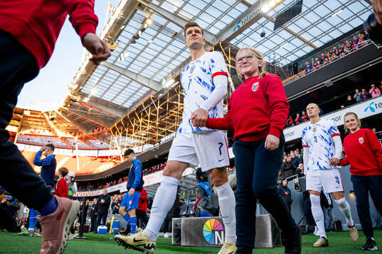 Alexander Sørloth of Norway enters the pitch