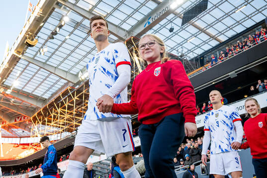 Alexander Sørloth of Norway enters the pitch