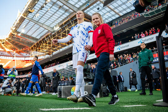 Erling Braut Haaland of Norway enters the pitch