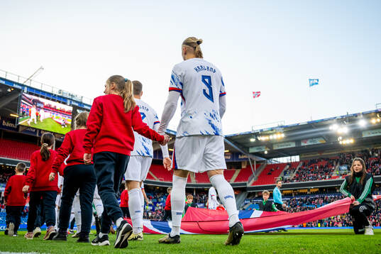 Erling Braut Haaland of Norway enters the pitch