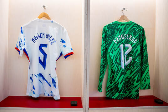 The kits of David Møller Wolfe and goalkeeper Mathias