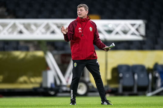 Head coach Jon Dahl Tomasson of Sweden of the Swedish men's