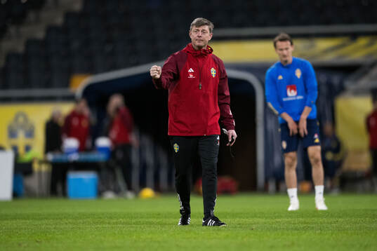 Head coach Jon Dahl Tomasson of Sweden of the Swedish men's