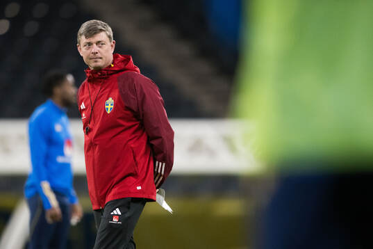 Head coach Jon Dahl Tomasson of Sweden of the Swedish men's