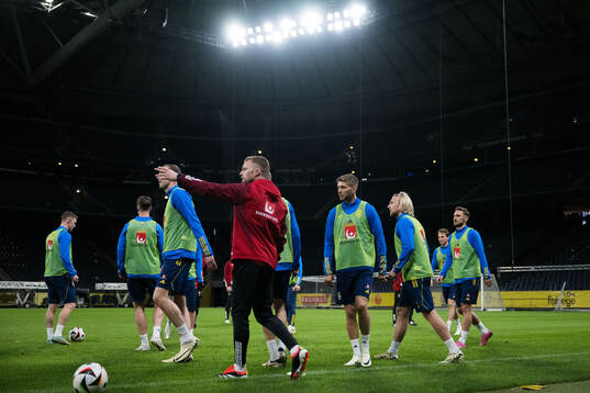 Assistant coach Sebastian Larsson and Anton Salétros of