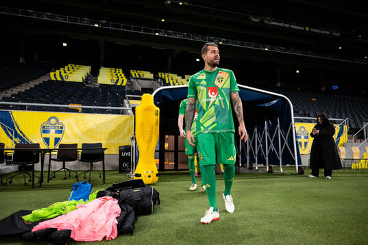 Goalkeeper Kristoffer Nordfeldt of the Swedish national