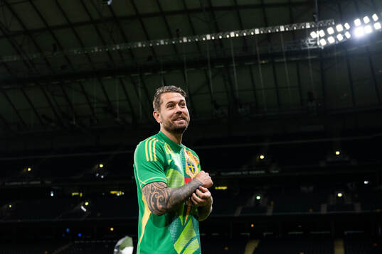 Goalkeeper Kristoffer Nordfeldt of the Swedish national