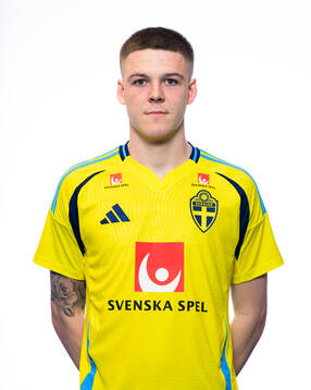 Emil Holm of the Swedish men's national football team poses