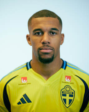 Isak Hien of the Swedish men's national football team poses