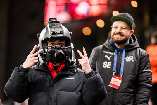 A man with a special helmet with a camera