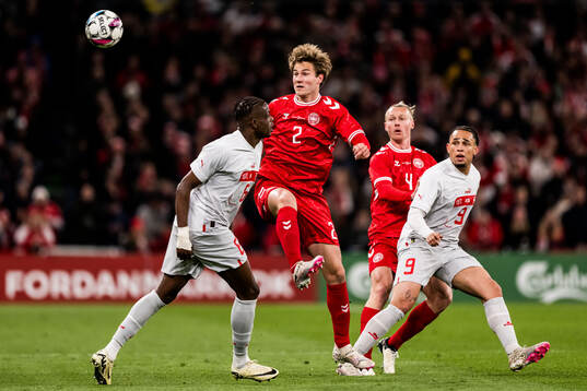 Joachim Andersen and Simon Kjær of Denmark and Danis