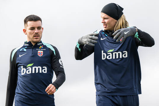 Hugo Vetlesen and Erling Braut Haaland of the Norwegian