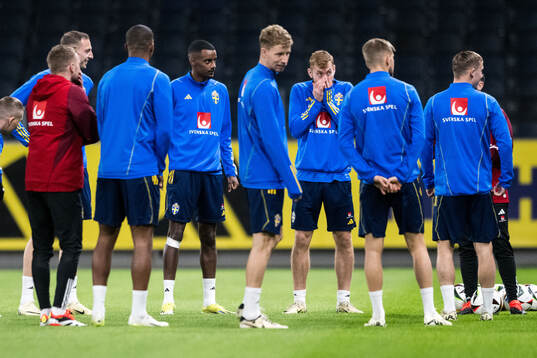 Alexander Isak and Dejan Kulusevski of Sweden of the