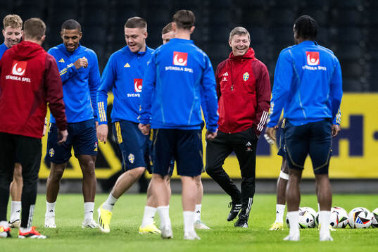 Head coach Jon Dahl Tomasson of Sweden of the Swedish men's