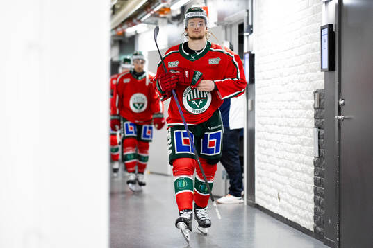 Frölundas Malte Strömwall innan kvartsfinal två i SHL