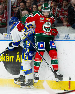 Leksands Patrik Norén och Frölundas Jayden Halbgewachs