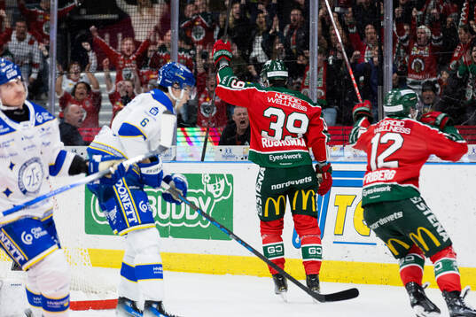 Frölundas Mikael Ruohomaa jublar