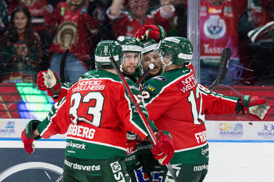 Frölundas Mikael Ruohomaa jublar