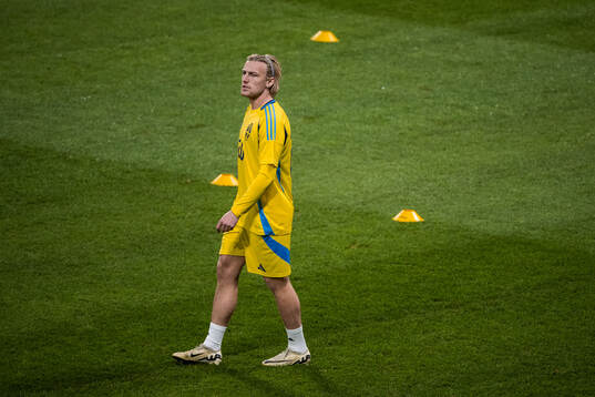 Emil Forsberg of Sweden wearing jersey number 20, honouring